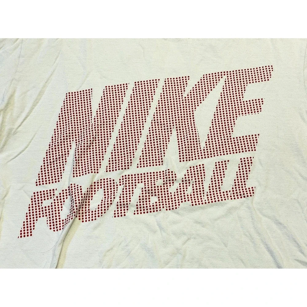 Nike Football T-Shirt Mens Medium White Iconic Swoosh Logo Athletic-Cut Pullover